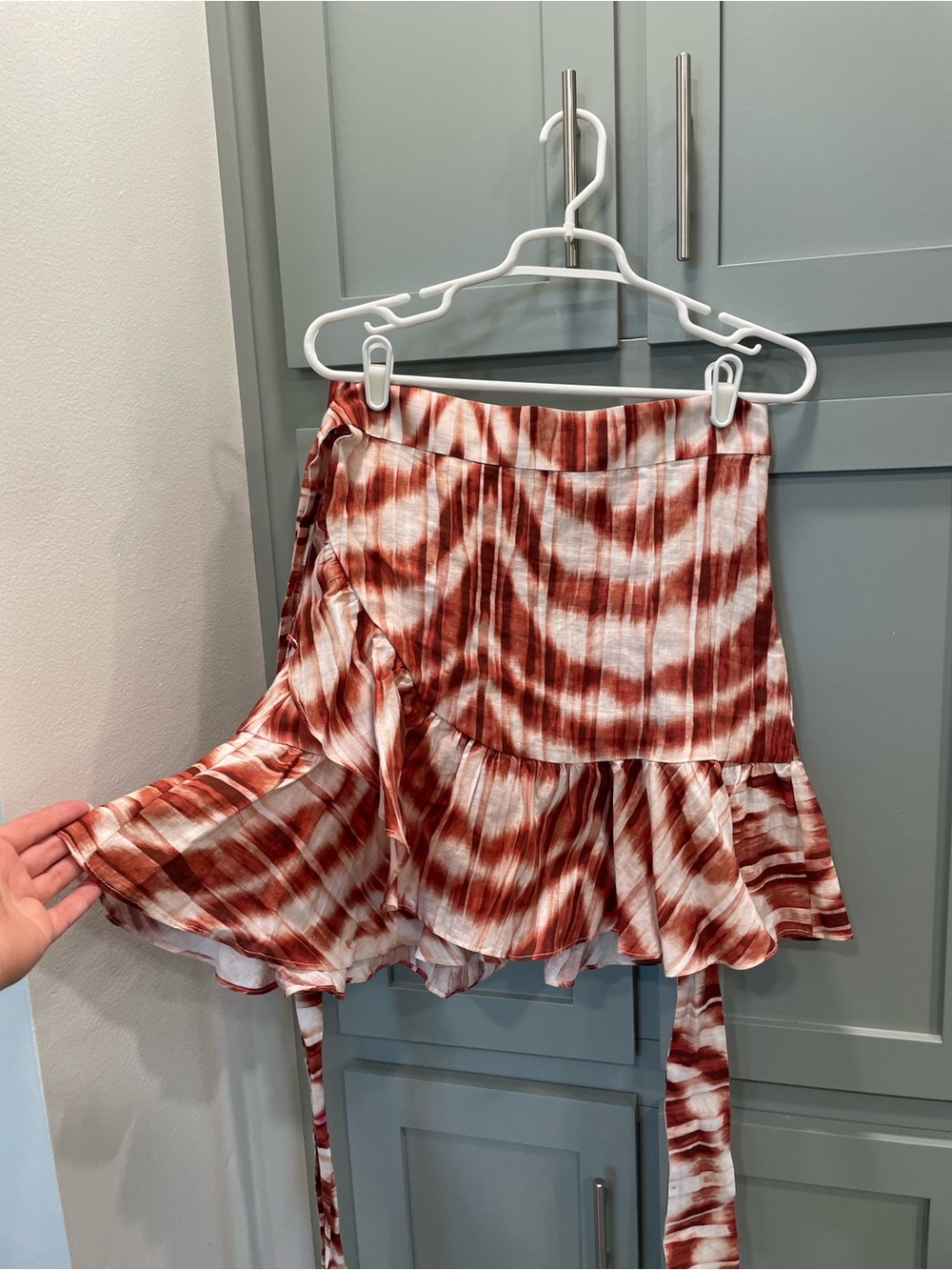 Banana Republic Rust & White Tie-Dye Ruffle Mini Skirt